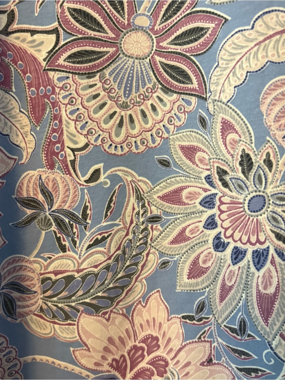 Pure jill long sleeve shirttail tee pima cotton blue pink paisley medium - Picture 6 of 16